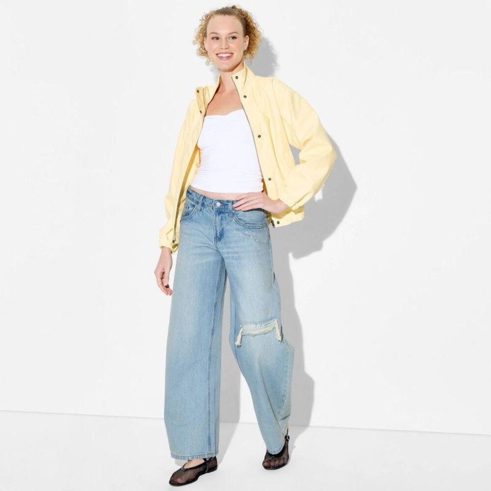 Women's Mid-Rise Barrel Leg Jeans - Wild Fable Light Blue Denim 6